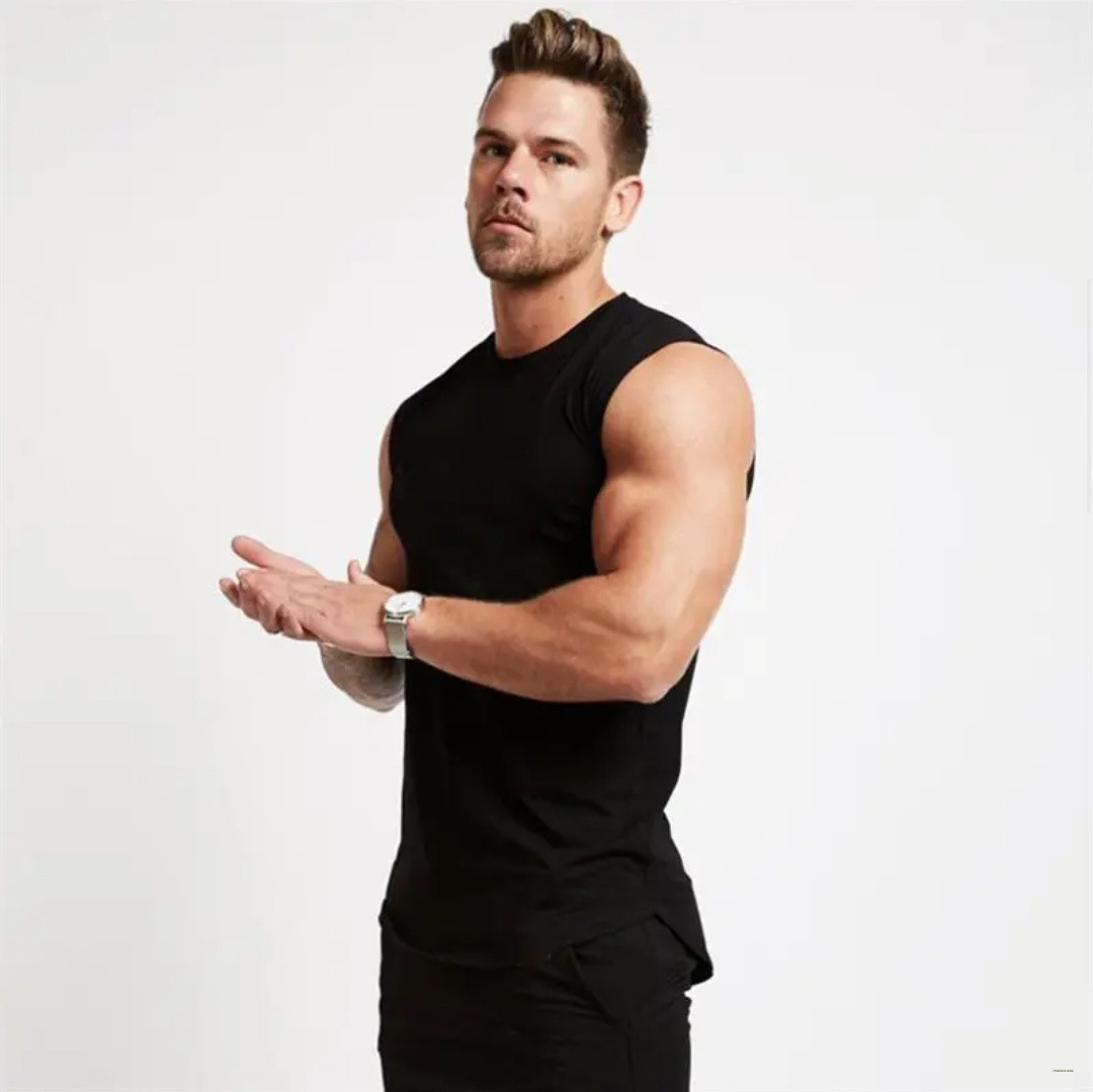 COTTON MUSCLE-FIT GYM VEST